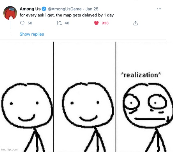 well shit | image tagged in realization,among us,twitter | made w/ Imgflip meme maker