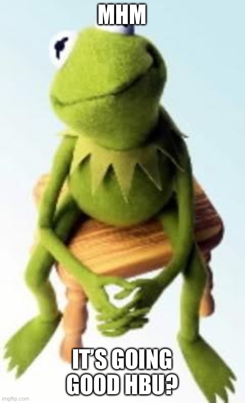 Concerned Kermit | MHM IT’S GOING GOOD HBU? | image tagged in concerned kermit | made w/ Imgflip meme maker