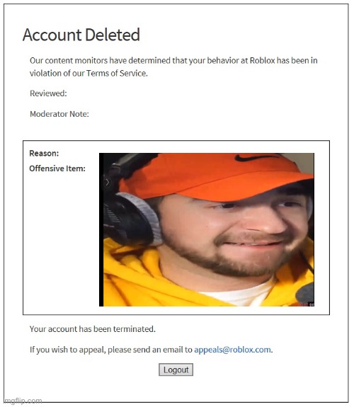 banned from ROBLOX - Imgflip