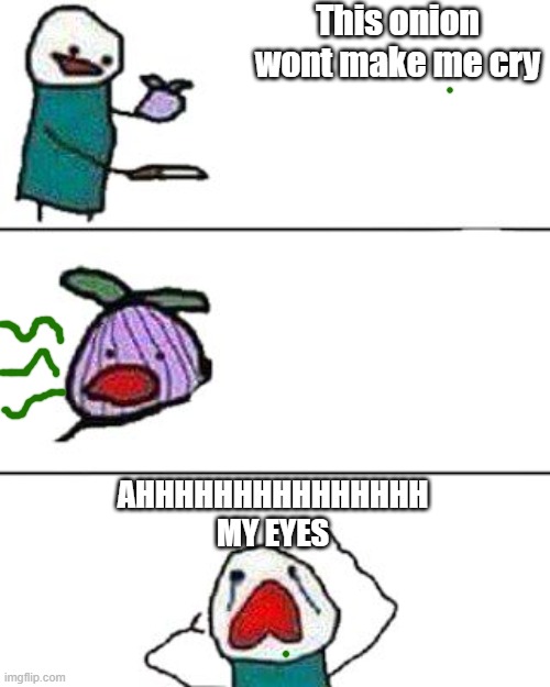 underrated meme smh | This onion wont make me cry; AHHHHHHHHHHHHHHH MY EYES | image tagged in this onion won't make me cry | made w/ Imgflip meme maker