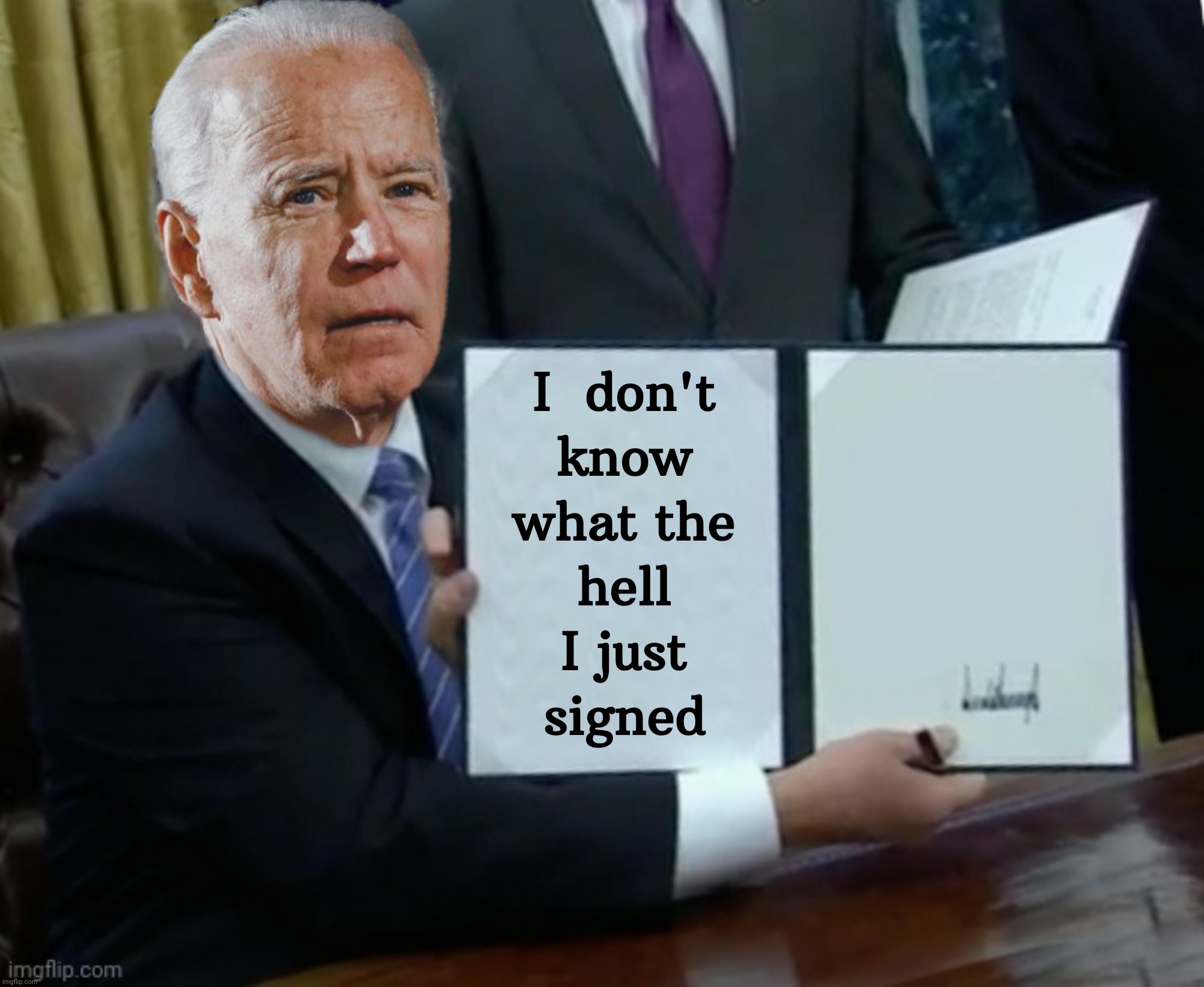 The face you make when the truth slips out | image tagged in bad photoshop,joe biden,executive order | made w/ Imgflip meme maker