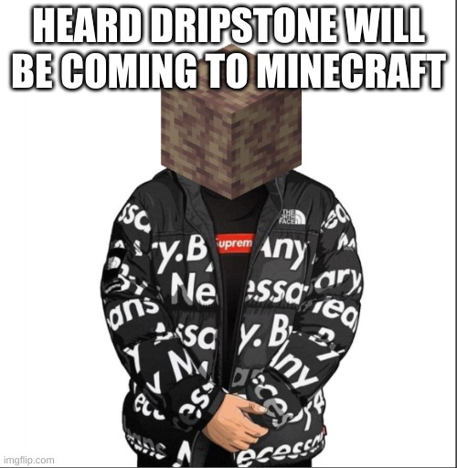 lmao | HEARD DRIPSTONE WILL BE COMING TO MINECRAFT | image tagged in memes,funny,drip,minecraft | made w/ Imgflip meme maker