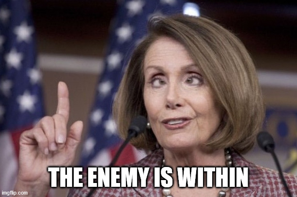 Nancy pelosi | THE ENEMY IS WITHIN | image tagged in nancy pelosi | made w/ Imgflip meme maker