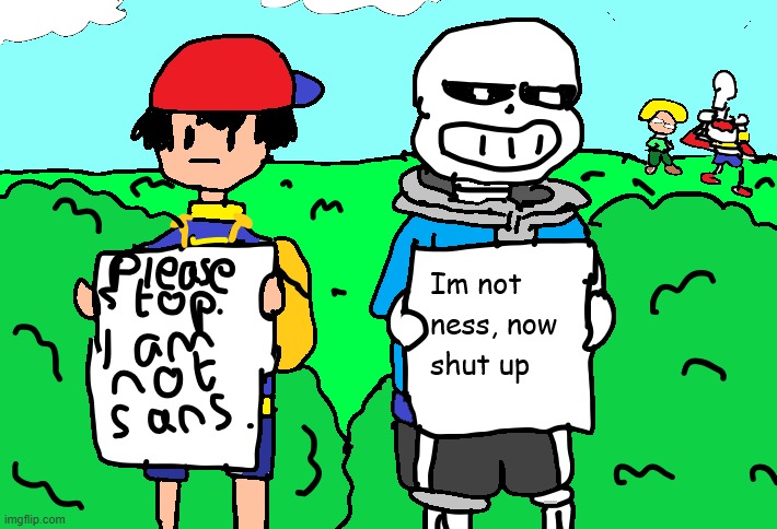 Please stop | image tagged in drawing,fanart,earthbound,undertale | made w/ Imgflip meme maker