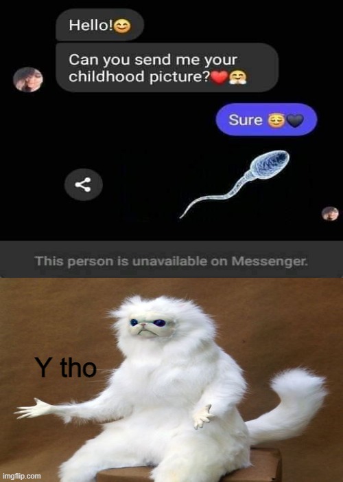 But it's a fact... | Y tho | image tagged in y tho,mystic messenger,sperm,dank memes | made w/ Imgflip meme maker
