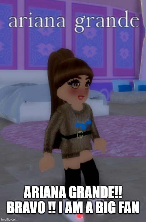 Ariana grande | ARIANA GRANDE!! BRAVO !! I AM A BIG FAN | image tagged in original meme | made w/ Imgflip meme maker