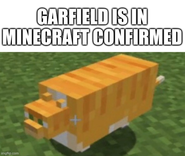 oh wow | GARFIELD IS IN MINECRAFT CONFIRMED | image tagged in memes,funny,minecraft,garfield,chonk | made w/ Imgflip meme maker