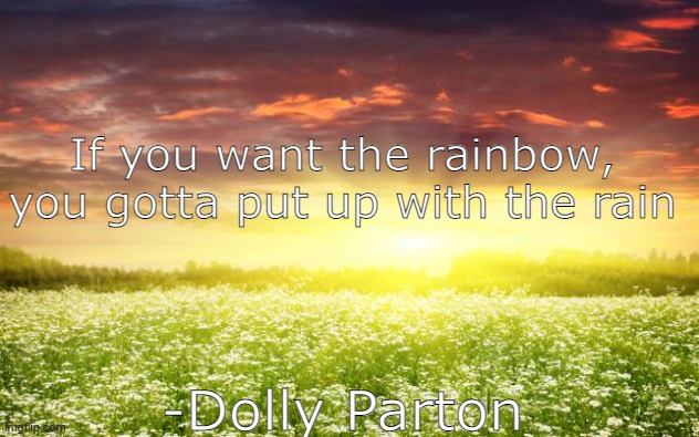 Single is beautiful | If you want the rainbow, you gotta put up with the rain; -Dolly Parton | image tagged in single is beautiful | made w/ Imgflip meme maker