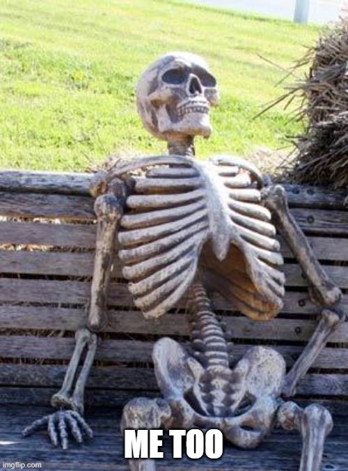 Waiting Skeleton Meme | ME TOO | image tagged in memes,waiting skeleton | made w/ Imgflip meme maker