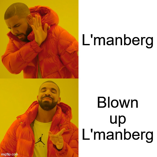 Drake Hotline Bling | L'manberg; Blown up L'manberg | image tagged in memes,drake hotline bling,minecraft | made w/ Imgflip meme maker