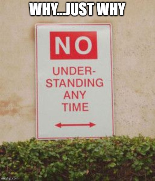 stupid sign | WHY...JUST WHY | image tagged in stupid sign | made w/ Imgflip meme maker