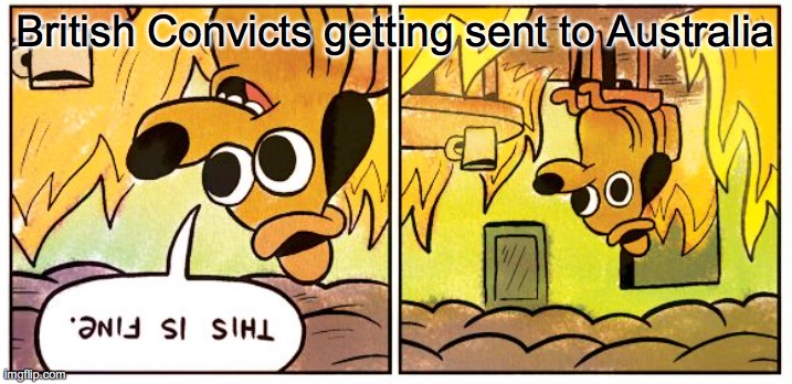 This Is Fine Meme | British Convicts getting sent to Australia | image tagged in memes,this is fine | made w/ Imgflip meme maker