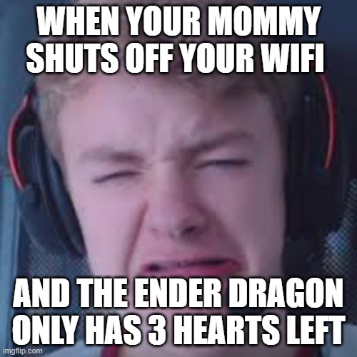 sad | WHEN YOUR MOMMY SHUTS OFF YOUR WIFI; AND THE ENDER DRAGON ONLY HAS 3 HEARTS LEFT | image tagged in sad | made w/ Imgflip meme maker