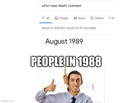 Ahhh yesss.... an Old sadistic Meme.... | PEOPLE IN 1988 | image tagged in blank white template | made w/ Imgflip meme maker