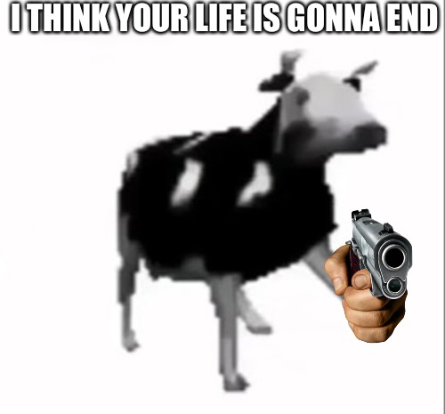 Polish Cow Holding gun Blank Meme Template