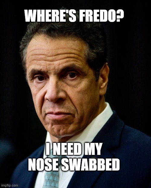 Fredo Cuomo | WHERE'S FREDO? I NEED MY NOSE SWABBED | image tagged in andrew cuomo,chris cuomo,democrats,stupid people | made w/ Imgflip meme maker