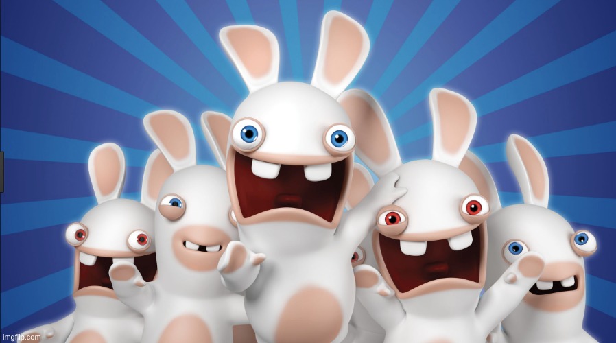 The whole team of imgflipers (p.s theres more rabbids behind them) | image tagged in raving rabbids,imgflip | made w/ Imgflip meme maker