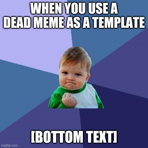 Success Kid | WHEN YOU USE A DEAD MEME AS A TEMPLATE; [BOTTOM TEXT] | image tagged in memes,success kid | made w/ Imgflip meme maker
