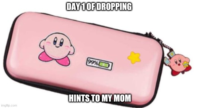 DAY 1 OF DROPPING; HINTS TO MY MOM | image tagged in switch,kirby | made w/ Imgflip meme maker