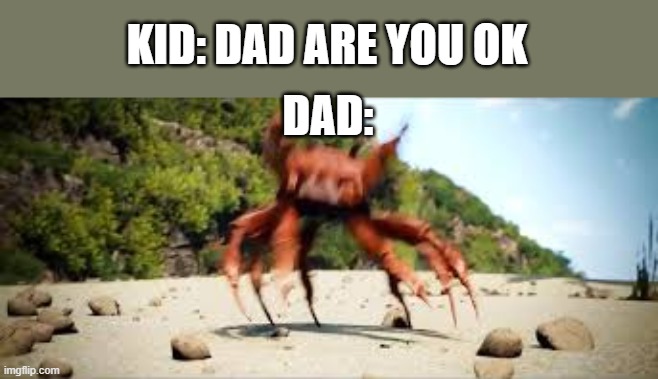 crab rave | KID: DAD ARE YOU OK DAD: | image tagged in crab rave | made w/ Imgflip meme maker