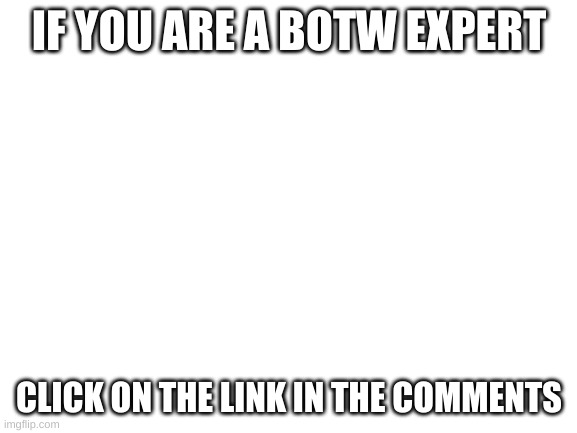 Blank White Template | IF YOU ARE A BOTW EXPERT; CLICK ON THE LINK IN THE COMMENTS | image tagged in blank white template | made w/ Imgflip meme maker