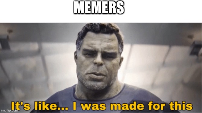 MEMERS | image tagged in it's like i was made for this | made w/ Imgflip meme maker