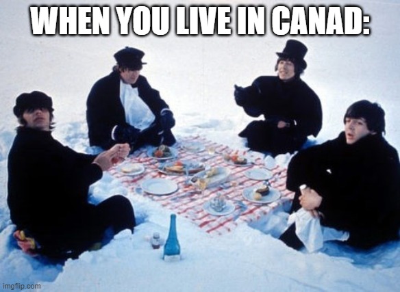 Canadian picnic | WHEN YOU LIVE IN CANAD: | image tagged in canadian picnic | made w/ Imgflip meme maker