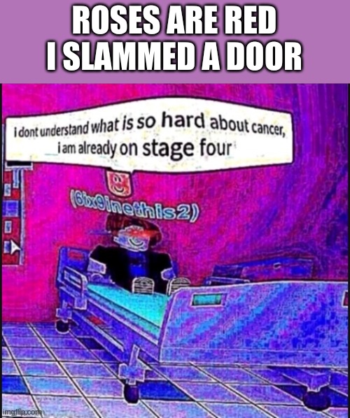 ROSES ARE RED
I SLAMMED A DOOR | made w/ Imgflip meme maker