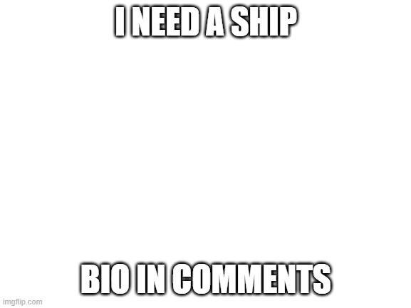 lol | I NEED A SHIP; BIO IN COMMENTS | image tagged in blank white template | made w/ Imgflip meme maker