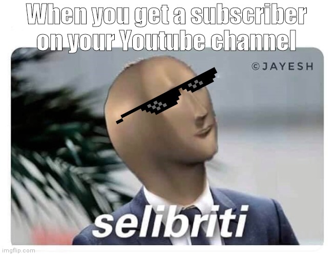 meme man selibriti | When you get a subscriber on your Youtube channel | image tagged in meme man selibriti | made w/ Imgflip meme maker
