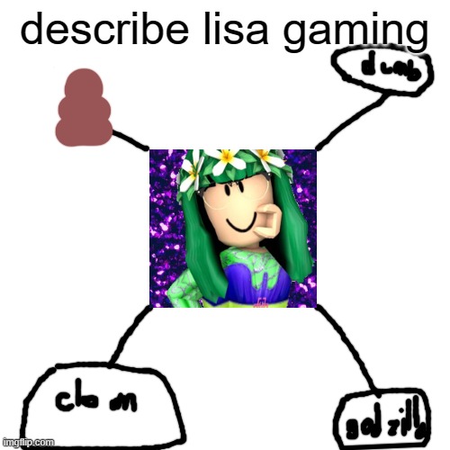 dream=king | describe lisa gaming | image tagged in memes,blank transparent square | made w/ Imgflip meme maker