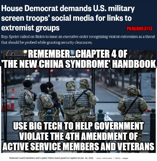 No one is blind to where this is going.  Soon it will be used against U.S. Citizens. | PARADOX3713; REMEMBER...CHAPTER 4 OF; 'THE NEW CHINA SYNDROME' HANDBOOK; USE BIG TECH TO HELP GOVERNMENT VIOLATE THE 4TH AMENDMENT OF ACTIVE SERVICE MEMBERS AND VETERANS | image tagged in memes,joe biden,democrats,china,social media,communism | made w/ Imgflip meme maker