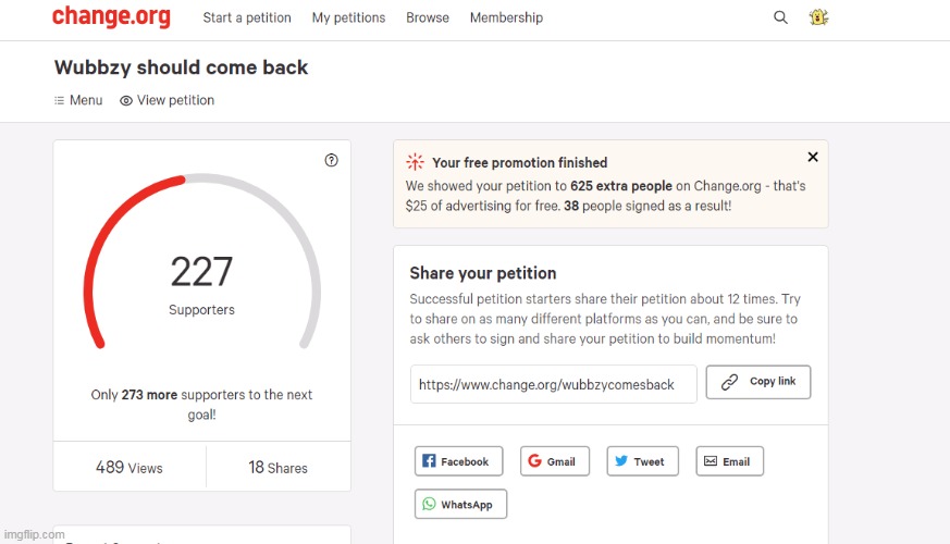 Here the update (WE ARE POWERFUL!) | image tagged in keep petition going guys,wubbzy | made w/ Imgflip meme maker