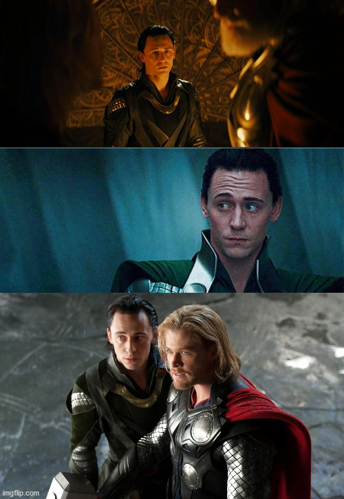 Loki is always finding himself in the middle of family drama. | image tagged in lokiface,loki,thor | made w/ Imgflip meme maker