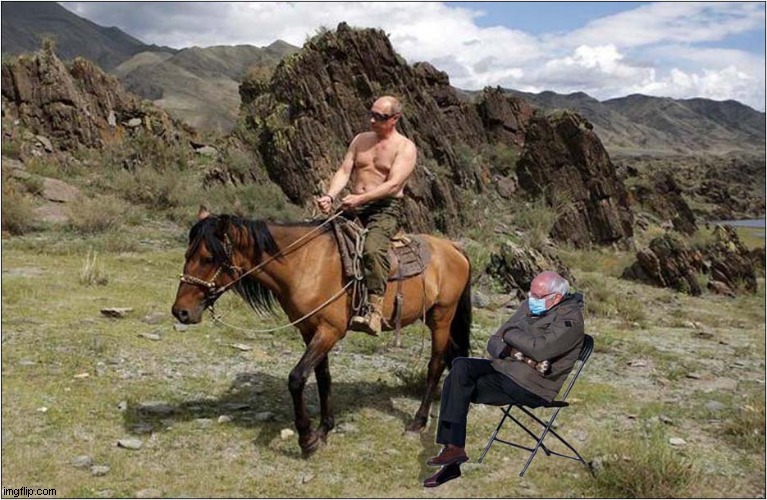 Bernie By Putin | image tagged in bernie mittens,bernie side view,bernie,putin | made w/ Imgflip meme maker