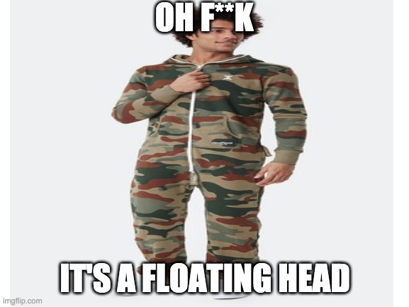 Head | OH F**K; IT'S A FLOATING HEAD | image tagged in camouflage,camouflage meme,dank memes | made w/ Imgflip meme maker