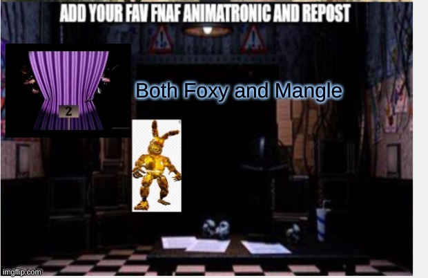 Repost this in the fanf stream | Both Foxy and Mangle | image tagged in repost,fnaf | made w/ Imgflip meme maker