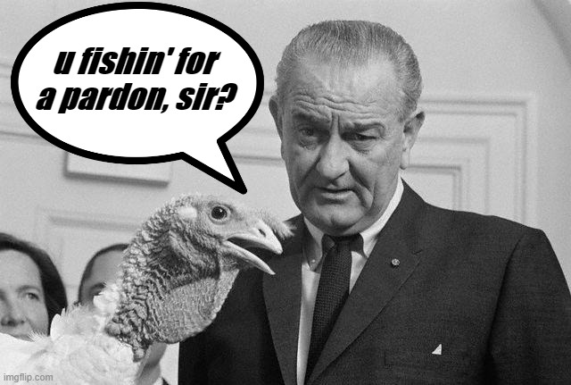 LBJ considers granting a pardon | u fishin' for a pardon, sir? | made w/ Imgflip meme maker