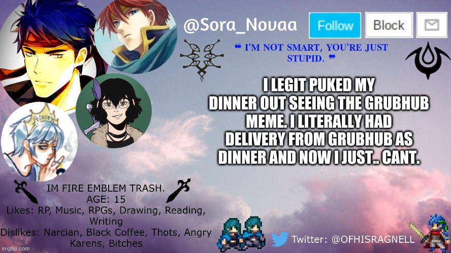 I LEGIT PUKED MY DINNER OUT SEEING THE GRUBHUB MEME. I LITERALLY HAD DELIVERY FROM GRUBHUB AS DINNER AND NOW I JUST.. CANT. | made w/ Imgflip meme maker
