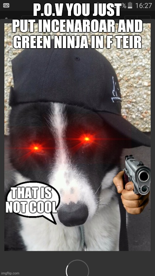That is not cool | P.O.V YOU JUST PUT INCENAROAR AND GREEN NINJA IN F TEIR | image tagged in that is not cool | made w/ Imgflip meme maker