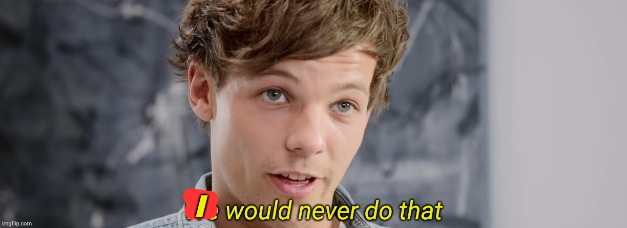 Louis Tomlinson We would never do that | I | image tagged in louis tomlinson we would never do that | made w/ Imgflip meme maker