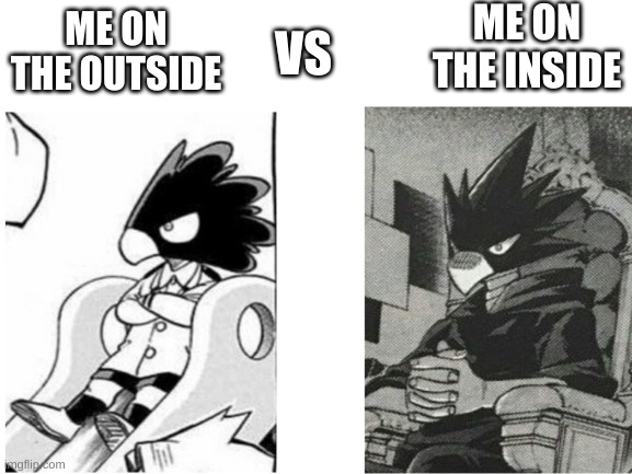 i think we can all relate | ME ON THE INSIDE; ME ON THE OUTSIDE; VS | image tagged in blank white template | made w/ Imgflip meme maker