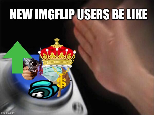 Blank Nut Button | NEW IMGFLIP USERS BE LIKE | image tagged in memes,blank nut button | made w/ Imgflip meme maker