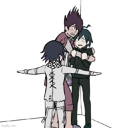 this is my favourite template now | image tagged in t-posing kokichi traps kaito and shuichi | made w/ Imgflip meme maker