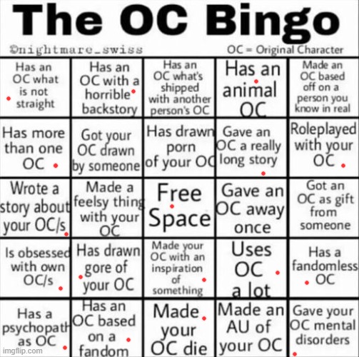 Oc bingo | made w/ Imgflip meme maker