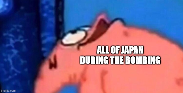 Patrick looking up | ALL OF JAPAN DURING THE BOMBING | image tagged in patrick looking up | made w/ Imgflip meme maker