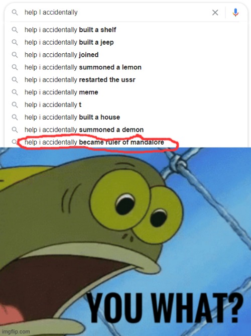 Help i accidently became ruler of mandalore | image tagged in memes,you what,spongebob | made w/ Imgflip meme maker