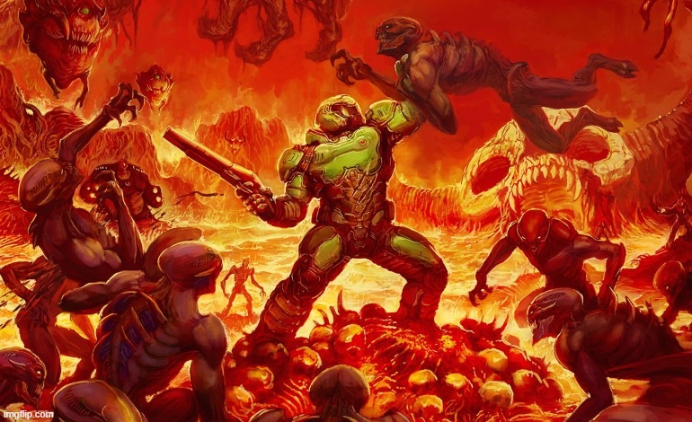 Doom Slayer killing demons | image tagged in doom slayer killing demons | made w/ Imgflip meme maker