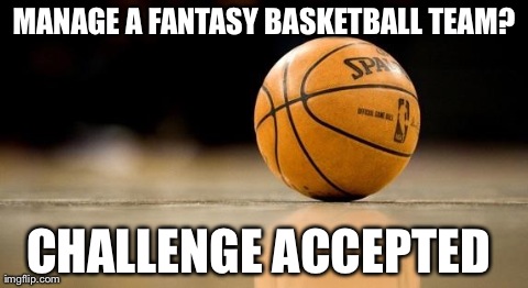 MANAGE A FANTASY BASKETBALL TEAM? CHALLENGE ACCEPTED | image tagged in ball | made w/ Imgflip meme maker