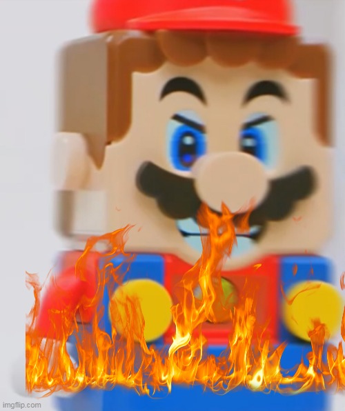 Lego Mario is a demon and you can't kill it | image tagged in fire,lego mario,lego,mario | made w/ Imgflip meme maker